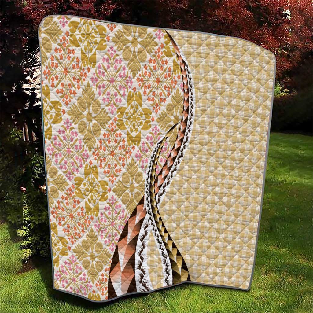 Aloha Vintage Palaka Floral Hawaiian Quilt Quilt Melemele Motif - Polynesian Pride