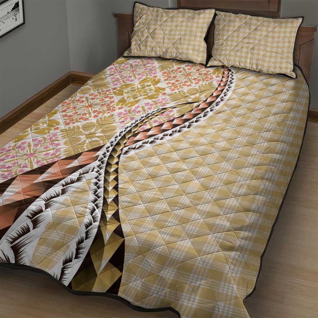 Aloha Vintage Palaka Floral Hawaiian Quilt Quilt Bed Set Melemele Motif - Polynesian Pride