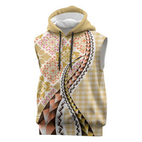 Aloha Vintage Palaka Floral Hawaiian Quilt Sleeveless Hoodie Melemele Motif - Polynesian Pride