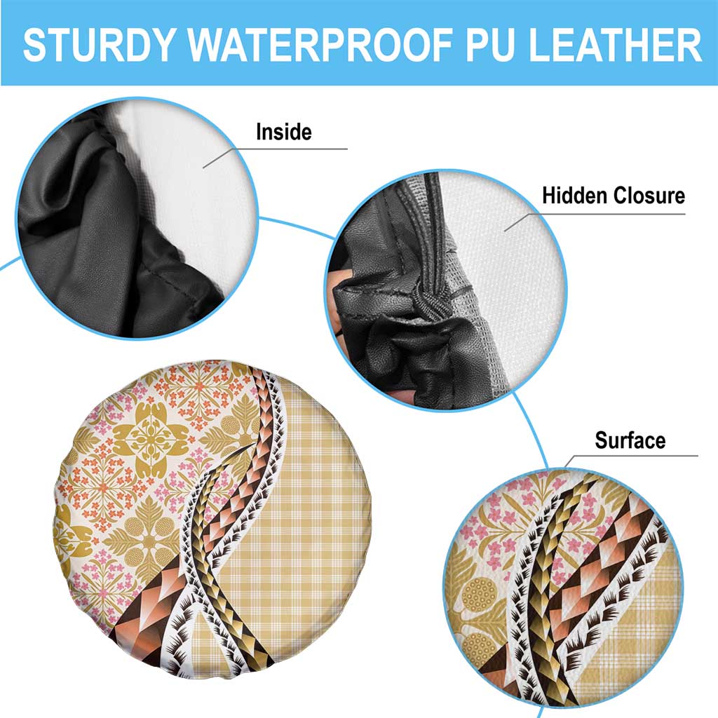 Aloha Vintage Palaka Floral Hawaiian Quilt Spare Tire Cover Melemele Motif - Polynesian Pride