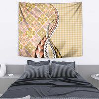 Aloha Vintage Palaka Floral Hawaiian Quilt Tapestry Melemele Motif - Polynesian Pride