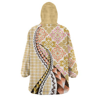 Aloha Vintage Palaka Floral Hawaiian Quilt Wearable Blanket Hoodie Melemele Motif - Polynesian Pride