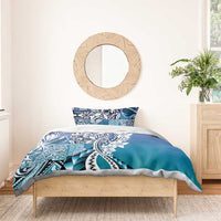 Aloha Vintage Plumeria Hawaiian Tapa Pattern Bedding Set Blue Hawaiian Tapa Pattern - Polynesian Pride