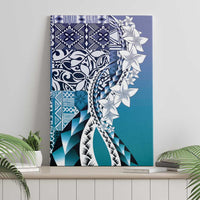 Aloha Vintage Plumeria Hawaiian Tapa Pattern Canvas Wall Art Blue Hawaiian Tapa Pattern - Polynesian Pride