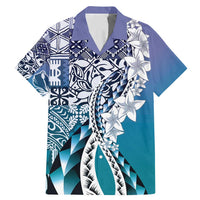 Aloha Vintage Plumeria Hawaiian Tapa Pattern Family Matching Mermaid Dress and Hawaiian Shirt Blue Hawaiian Tapa Pattern LT9 Dad's Shirt - Short Sleeve Blue - Polynesian Pride
