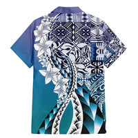 Aloha Vintage Plumeria Hawaiian Tapa Pattern Family Matching Mermaid Dress and Hawaiian Shirt Blue Hawaiian Tapa Pattern LT9 - Polynesian Pride