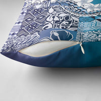 Aloha Vintage Plumeria Hawaiian Tapa Pattern Pillow Cover Blue Hawaiian Tapa Pattern - Polynesian Pride