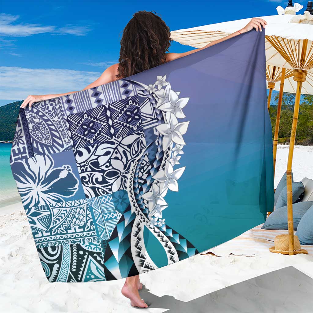 Aloha Vintage Plumeria Hawaiian Tapa Pattern Sarong Blue Hawaiian Tapa Pattern - Polynesian Pride