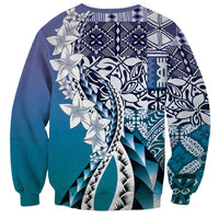 Aloha Vintage Plumeria Hawaiian Tapa Pattern Sweatshirt Blue Hawaiian Tapa Pattern - Polynesian Pride