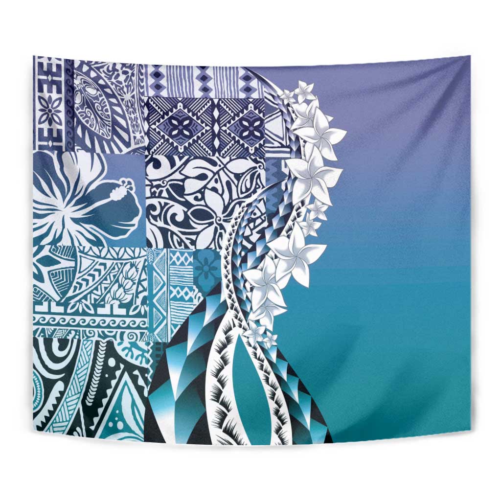 Aloha Vintage Plumeria Hawaiian Tapa Pattern Tapestry Blue Hawaiian Tapa Pattern - Polynesian Pride