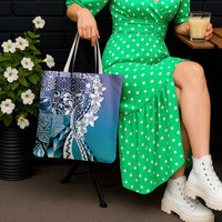 Aloha Vintage Plumeria Hawaiian Tapa Pattern Tote Bag Blue Hawaiian Tapa Pattern - Polynesian Pride