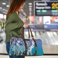 Aloha Vintage Plumeria Hawaiian Tapa Pattern Travel Bag Blue Hawaiian Tapa Pattern - Polynesian Pride
