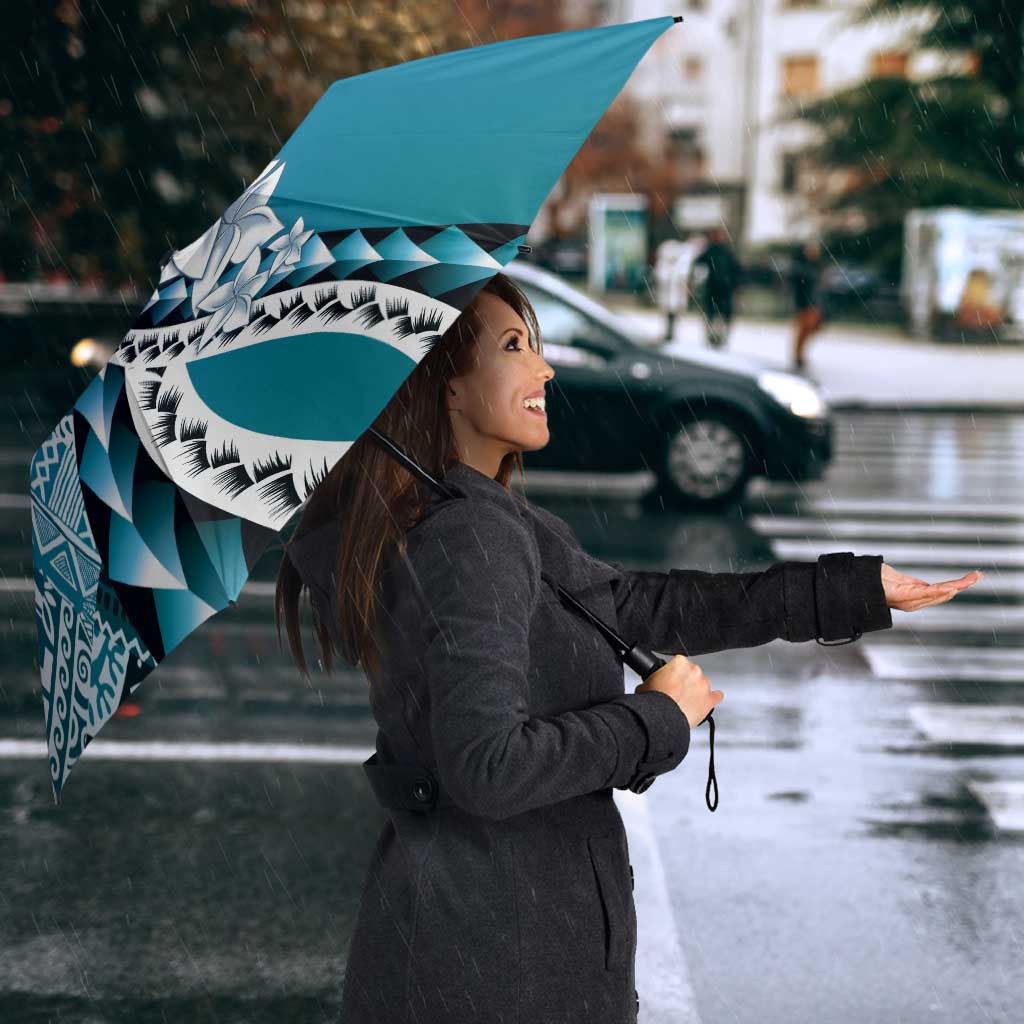 Aloha Vintage Plumeria Hawaiian Tapa Pattern Umbrella Blue Hawaiian Tapa Pattern - Polynesian Pride