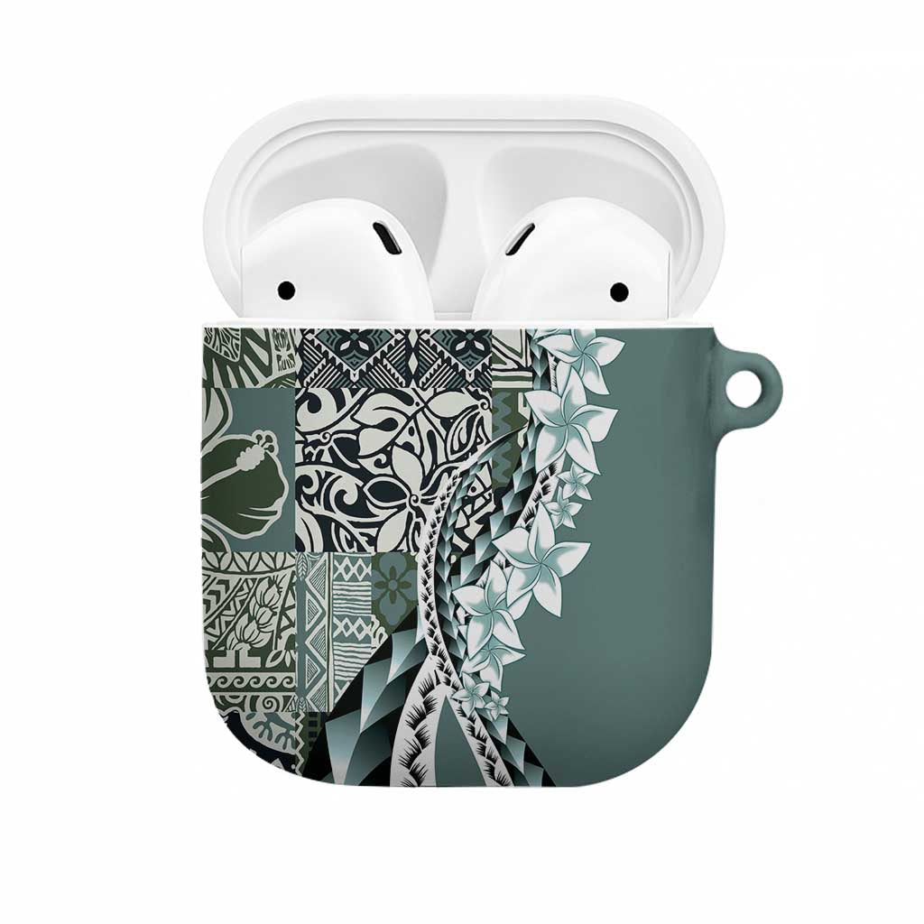 Aloha Vintage Plumeria Hawaiian Tapa Pattern AirPods Case Dark Turquoise Hawaiian Tapa Pattern - Polynesian Pride