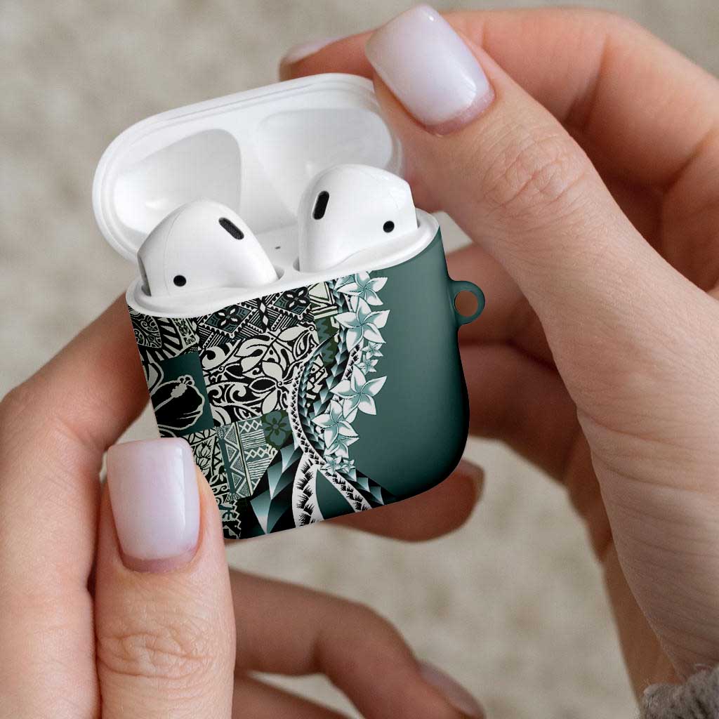 Aloha Vintage Plumeria Hawaiian Tapa Pattern AirPods Case Dark Turquoise Hawaiian Tapa Pattern - Polynesian Pride