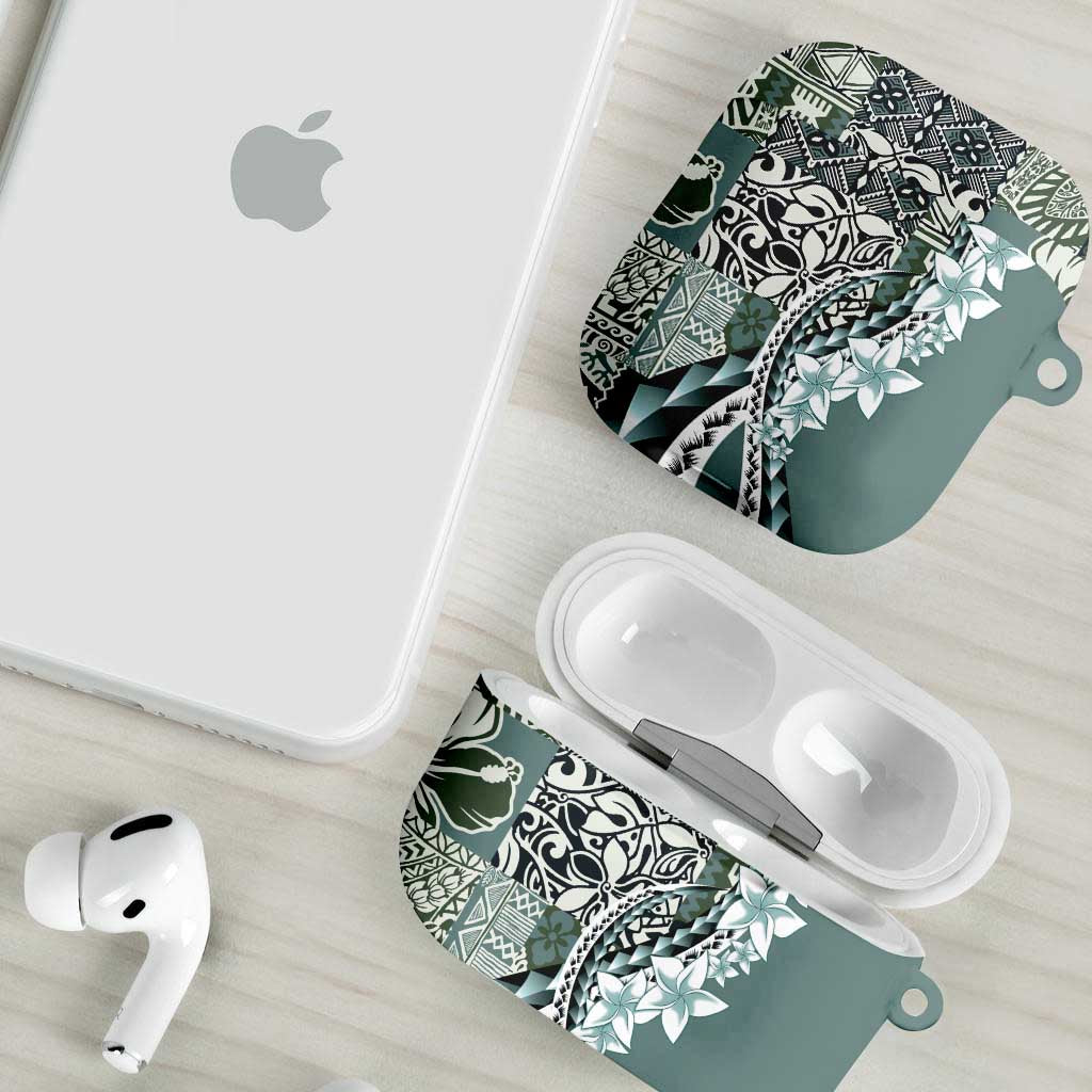 Aloha Vintage Plumeria Hawaiian Tapa Pattern AirPods Case Dark Turquoise Hawaiian Tapa Pattern - Polynesian Pride