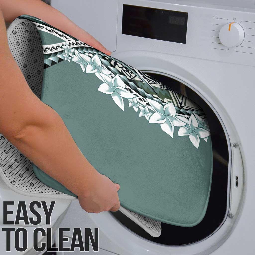 Aloha Vintage Plumeria Hawaiian Tapa Pattern Bathroom Set Dark Turquoise Hawaiian Tapa Pattern - Polynesian Pride