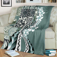 Aloha Vintage Plumeria Hawaiian Tapa Pattern Blanket Dark Turquoise Hawaiian Tapa Pattern - Polynesian Pride