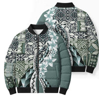 Aloha Vintage Plumeria Hawaiian Tapa Pattern Bomber Puffer Jacket Dark Turquoise Hawaiian Tapa Pattern - Polynesian Pride