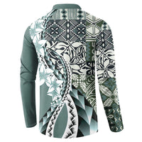 Aloha Vintage Plumeria Hawaiian Tapa Pattern Button Sweatshirt Dark Turquoise Hawaiian Tapa Pattern - Polynesian Pride