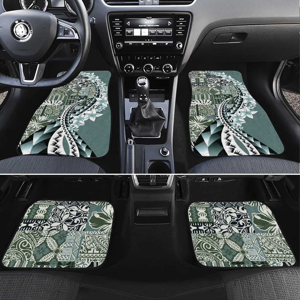 Aloha Vintage Plumeria Hawaiian Tapa Pattern Car Mats Dark Turquoise Hawaiian Tapa Pattern - Polynesian Pride