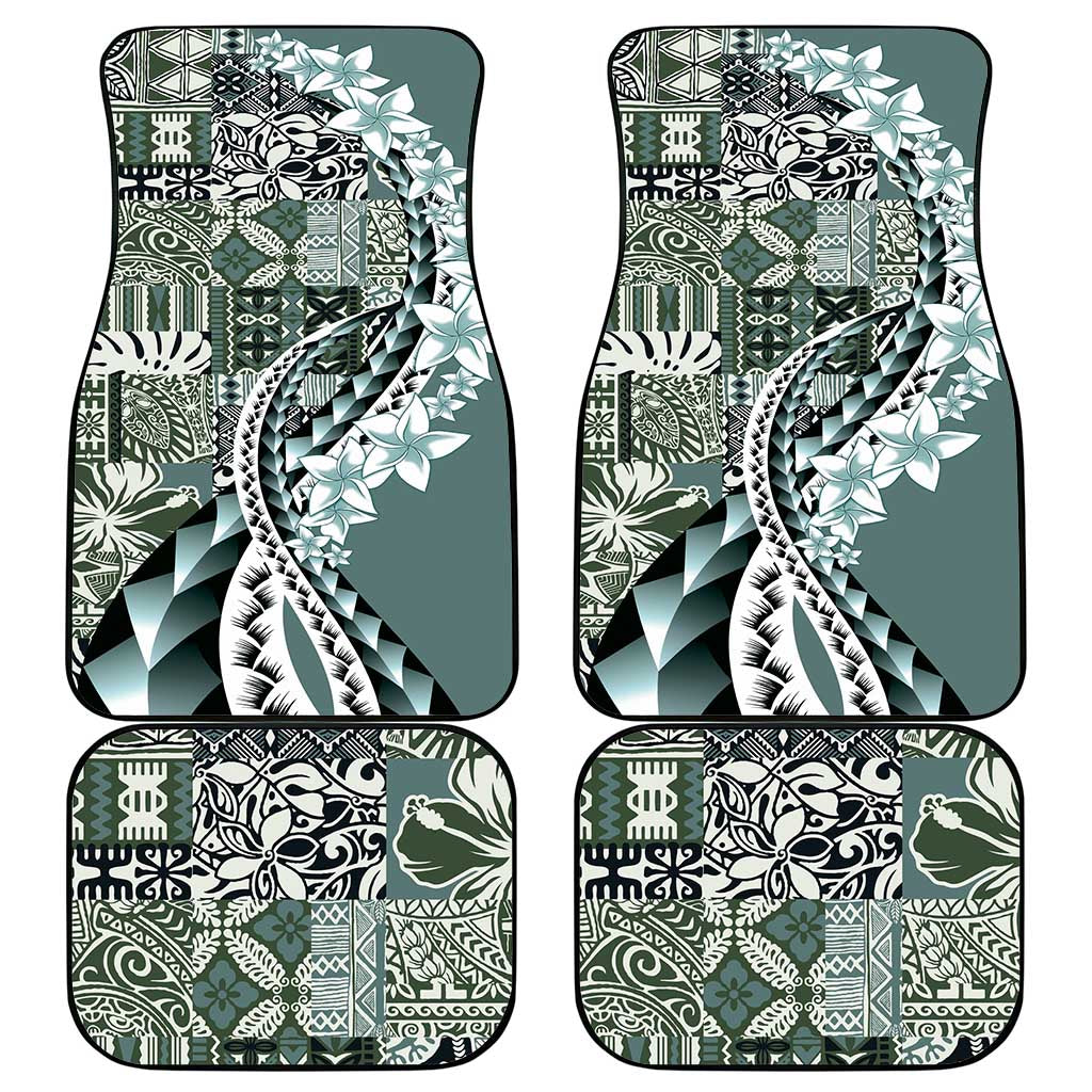Aloha Vintage Plumeria Hawaiian Tapa Pattern Car Mats Dark Turquoise Hawaiian Tapa Pattern - Polynesian Pride