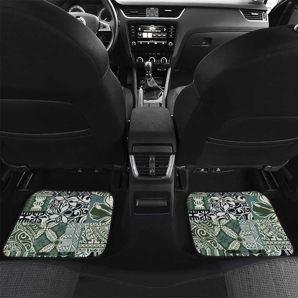 Aloha Vintage Plumeria Hawaiian Tapa Pattern Car Mats Dark Turquoise Hawaiian Tapa Pattern - Polynesian Pride