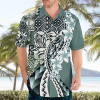 Aloha Vintage Plumeria Hawaiian Tapa Pattern Hawaiian Shirt Dark Turquoise Hawaiian Tapa Pattern - Polynesian Pride