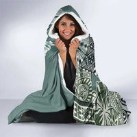 Aloha Vintage Plumeria Hawaiian Tapa Pattern Hooded Blanket Dark Turquoise Hawaiian Tapa Pattern - Polynesian Pride