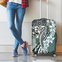 Aloha Vintage Plumeria Hawaiian Tapa Pattern Luggage Cover Dark Turquoise Hawaiian Tapa Pattern - Polynesian Pride