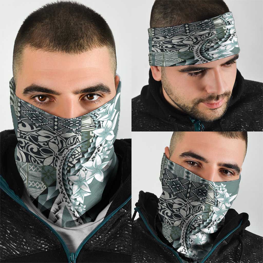 Aloha Vintage Plumeria Hawaiian Tapa Pattern Neck Gaiter Dark Turquoise Hawaiian Tapa Pattern - Polynesian Pride