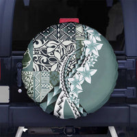 Aloha Vintage Plumeria Hawaiian Tapa Pattern Spare Tire Cover Dark Turquoise Hawaiian Tapa Pattern - Polynesian Pride