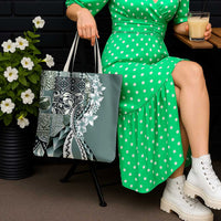 Aloha Vintage Plumeria Hawaiian Tapa Pattern Tote Bag Dark Turquoise Hawaiian Tapa Pattern - Polynesian Pride