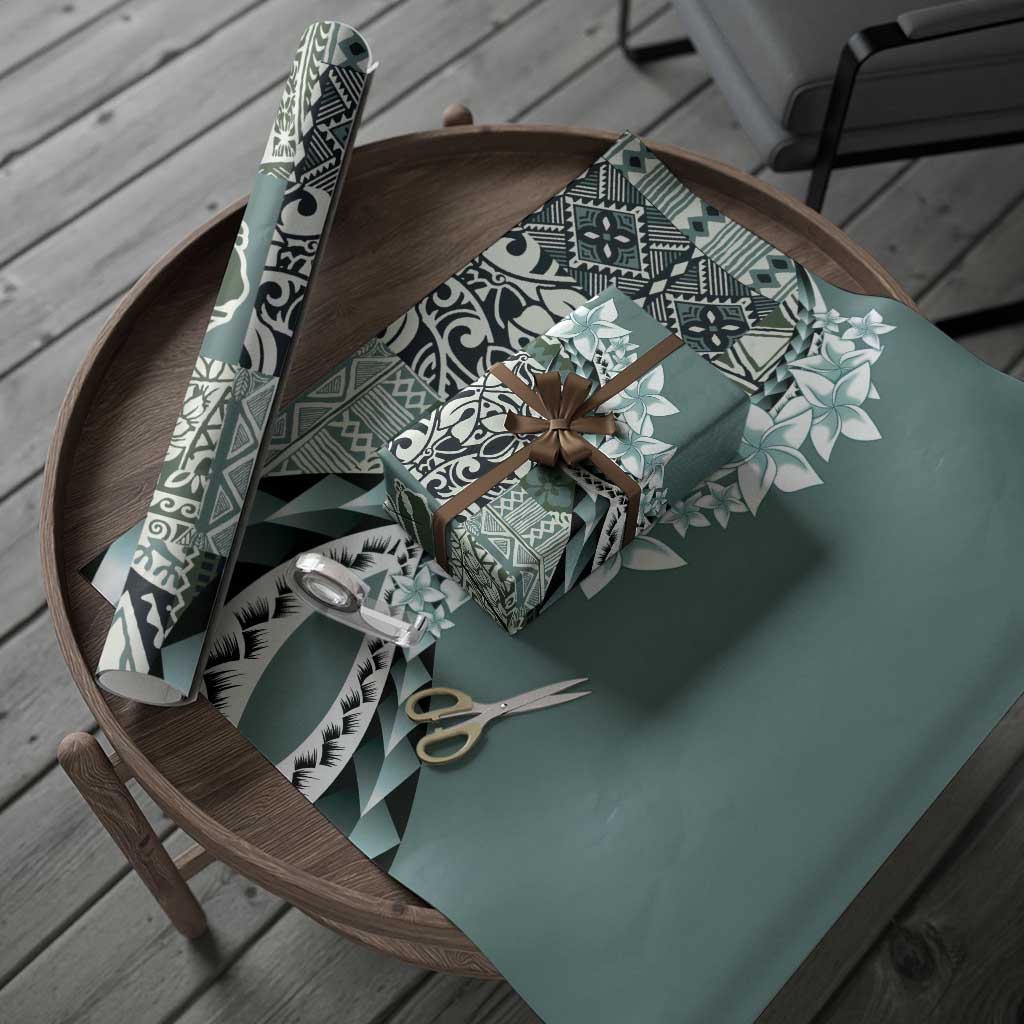 Aloha Vintage Plumeria Hawaiian Tapa Pattern Wrapping Paper Dark Turquoise Hawaiian Tapa Pattern - Polynesian Pride