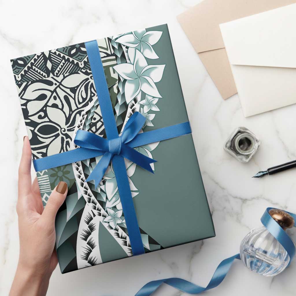 Aloha Vintage Plumeria Hawaiian Tapa Pattern Wrapping Paper Dark Turquoise Hawaiian Tapa Pattern - Polynesian Pride