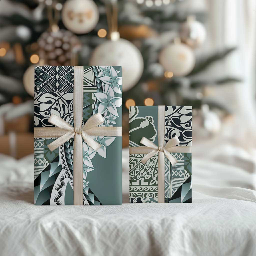 Aloha Vintage Plumeria Hawaiian Tapa Pattern Wrapping Paper Dark Turquoise Hawaiian Tapa Pattern - Polynesian Pride