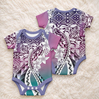 Aloha Vintage Plumeria Hawaiian Tapa Pattern Baby Onesie Gradient Hawaiian Tapa Pattern LT9 - Polynesian Pride