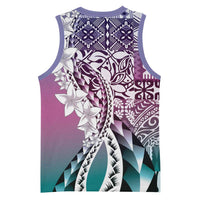 Aloha Vintage Plumeria Hawaiian Tapa Pattern Basketball Jersey Gradient Hawaiian Tapa Pattern - Polynesian Pride