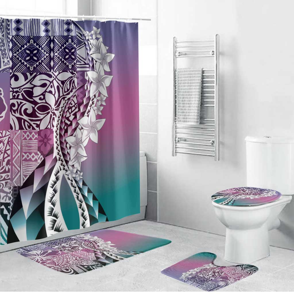 Aloha Vintage Plumeria Hawaiian Tapa Pattern Bathroom Set Gradient Hawaiian Tapa Pattern - Polynesian Pride