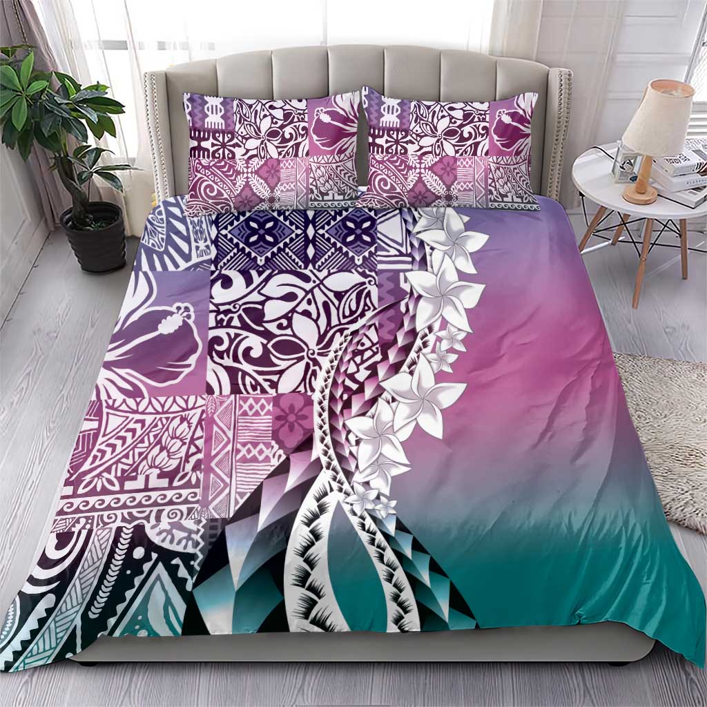 Aloha Vintage Plumeria Hawaiian Tapa Pattern Bedding Set Gradient Hawaiian Tapa Pattern - Polynesian Pride
