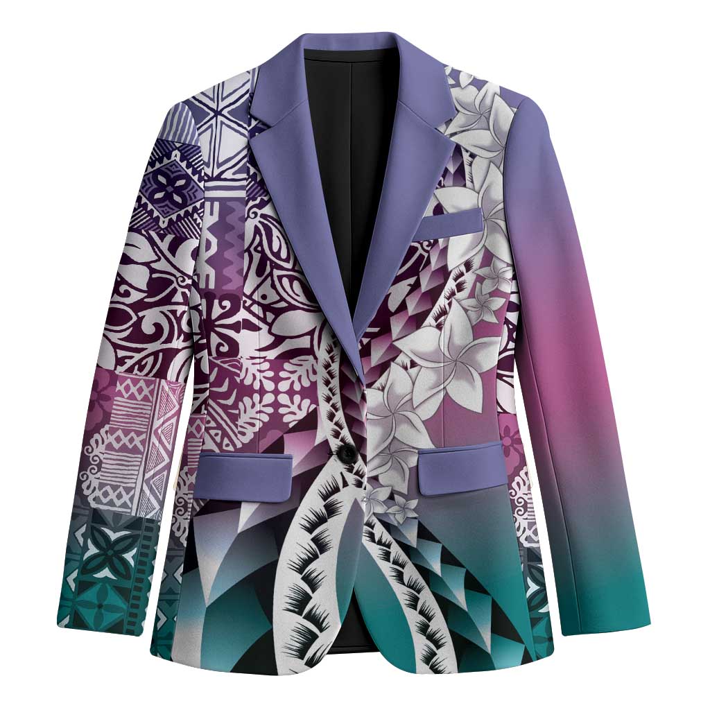 Aloha Vintage Plumeria Hawaiian Tapa Pattern Blazer Gradient Hawaiian Tapa Pattern - Polynesian Pride