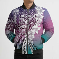 Aloha Vintage Plumeria Hawaiian Tapa Pattern Bomber Puffer Jacket Gradient Hawaiian Tapa Pattern - Polynesian Pride