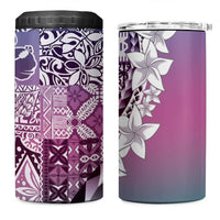 Aloha Vintage Plumeria Hawaiian Tapa Pattern 4 in 1 Can Cooler Tumbler Gradient Hawaiian Tapa Pattern - Polynesian Pride