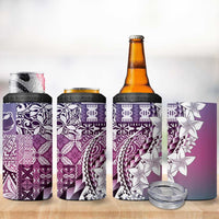 Aloha Vintage Plumeria Hawaiian Tapa Pattern 4 in 1 Can Cooler Tumbler Gradient Hawaiian Tapa Pattern - Polynesian Pride