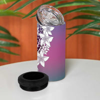 Aloha Vintage Plumeria Hawaiian Tapa Pattern 4 in 1 Can Cooler Tumbler Gradient Hawaiian Tapa Pattern - Polynesian Pride