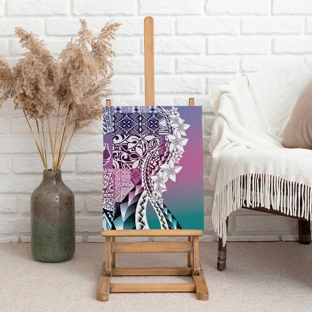 Aloha Vintage Plumeria Hawaiian Tapa Pattern Canvas Wall Art Gradient Hawaiian Tapa Pattern - Polynesian Pride