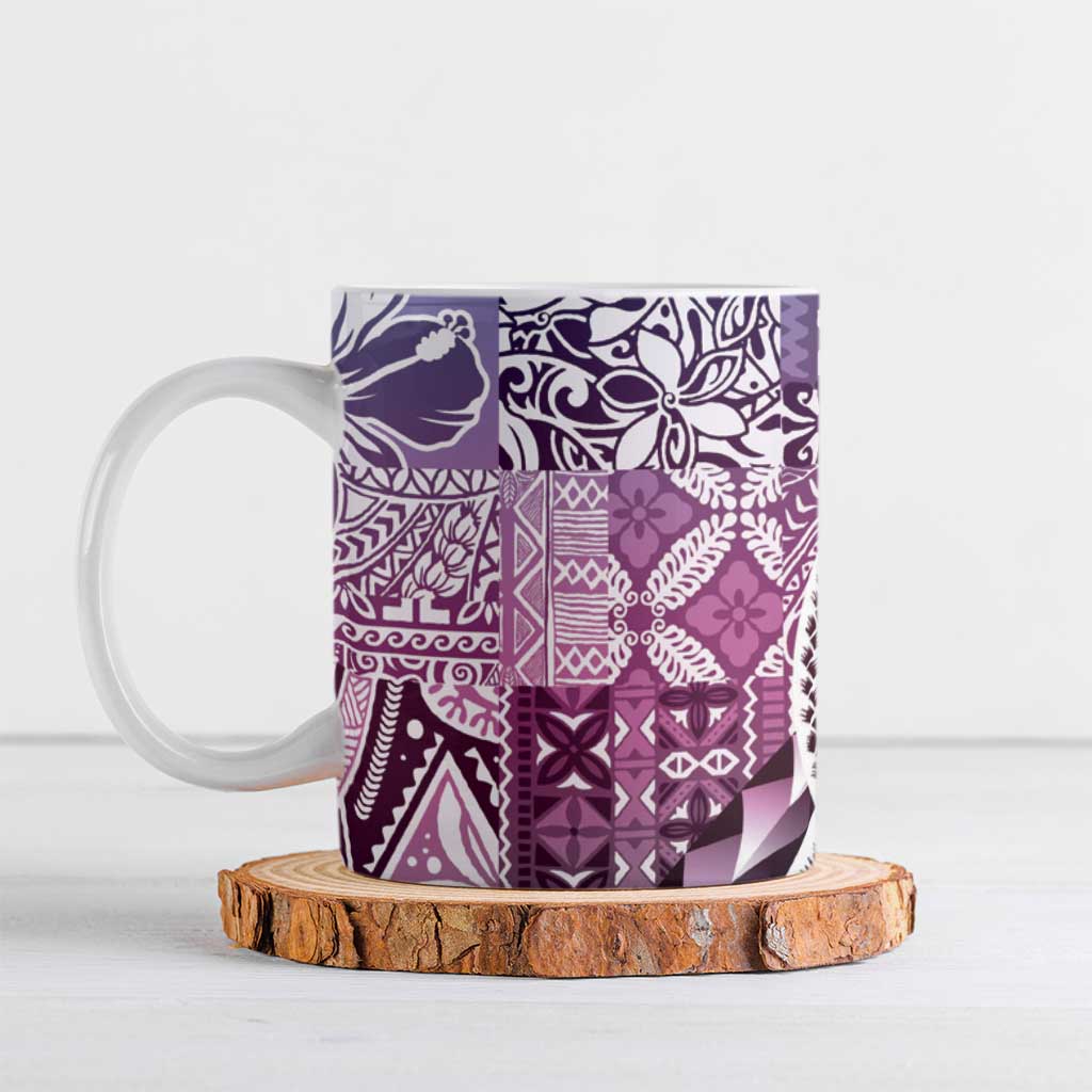 Aloha Vintage Plumeria Hawaiian Tapa Pattern Ceramic Mug Gradient Hawaiian Tapa Pattern - Polynesian Pride