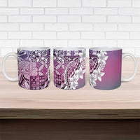 Aloha Vintage Plumeria Hawaiian Tapa Pattern Ceramic Mug Gradient Hawaiian Tapa Pattern - Polynesian Pride
