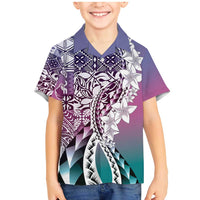 Aloha Vintage Plumeria Hawaiian Tapa Pattern Family Matching Mermaid Dress and Hawaiian Shirt Gradient Hawaiian Tapa Pattern LT9 Son's Shirt Gradient - Polynesian Pride