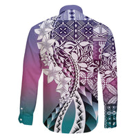 Aloha Vintage Plumeria Hawaiian Tapa Pattern Family Matching Short Sleeve Bodycon Dress and Hawaiian Shirt Gradient Hawaiian Tapa Pattern LT9 - Polynesian Pride